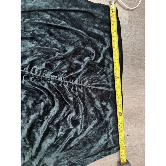 Crushed Forest Green Velour Asymmetric Ruched Draped Whimsigoth Maxi Skirt Sz L - Picture 5 of 10